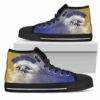 White Smoke Vintage Baltimore Ravens Custom Canvas High Top Shoes 2