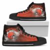 White Smoke Vintage Cleveland Browns Custom Canvas High Top Shoes 2