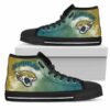 White Smoke Vintage Jacksonville Jaguars Custom Canvas High Top Sh 2