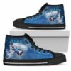 White Smoke Vintage Tennessee Titans Custom Canvas High Top Shoes 2