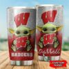 Wisconsin Badgers Baby Yoda Custom Name Tumbler 2