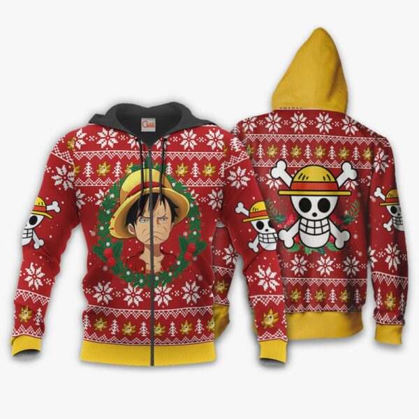 Luffy Ugly Christmas Sweater Funny Face One Piece Anime Xmas Gift VA10 2