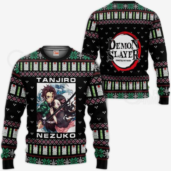 Tanjiro And Nezuko Ugly Sweater Christmas Demon Slayer Anime Gift VA10 1