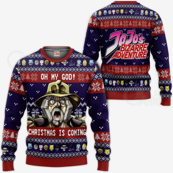 Joseph Joestar Ugly Christmas Sweater Oh My God JoJo's Anime VA11 1