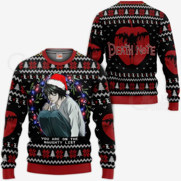 L Lawliet Ugly Christmas Sweater Death Note Anime Xmas Gift VA11 1