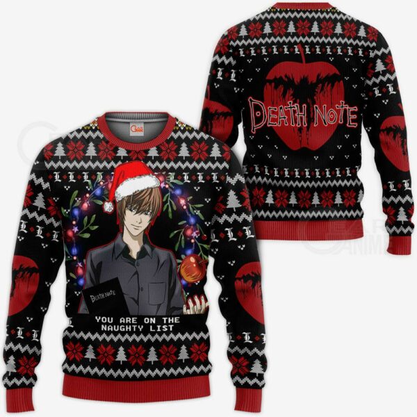 Light Yagami Ugly Christmas Sweater Death Note Anime Xmas Gift VA11 1