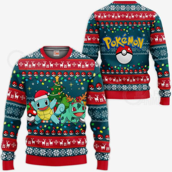 Bulbasaur and Squirtle Ugly Christmas Sweater Pokemon Xmas Gift VA11 1