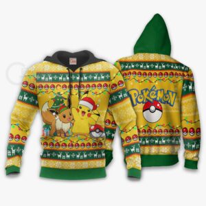 Pikachu Eevee Ugly Christmas Sweater Pokemon Anime Xmas Gift VA11 7