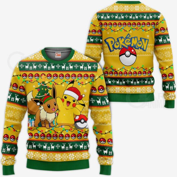 Pikachu Eevee Ugly Christmas Sweater Pokemon Anime Xmas Gift VA11 1