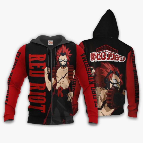 Eijiro Kirishima Shirt Red Riot MHA Custom Anime Zip Jacket 1