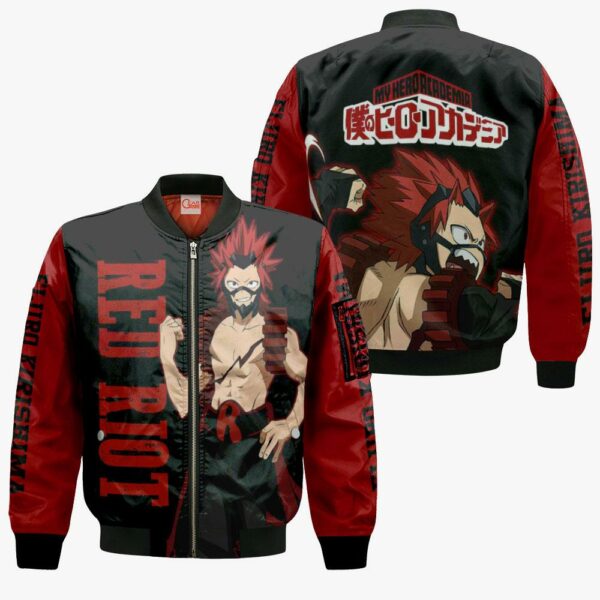 Eijiro Kirishima Shirt Red Riot MHA Custom Anime Zip Jacket 4