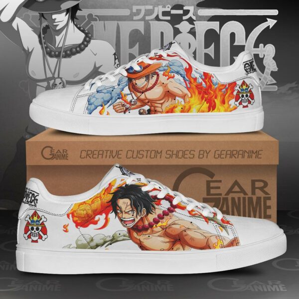 Portgas D Ace Skate Shoes One Piece Custom Anime Shoes 1