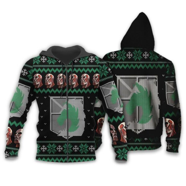 Attack On Titan Ugly Christmas Sweater Military Badged Police Xmas Gift Custom Clothes 2