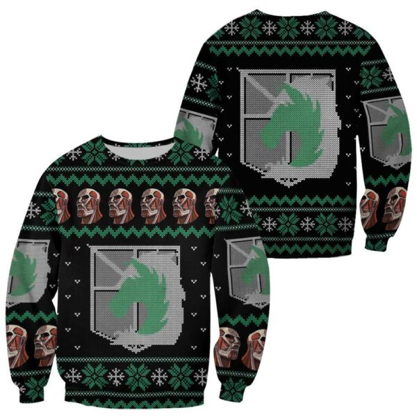 Attack On Titan Ugly Christmas Sweater Military Badged Police Xmas Gift Custom Clothes 1