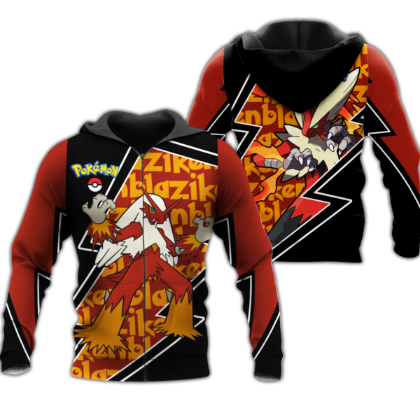 Blaziken Zip Hoodie Costume Pokemon Shirt Fan Gift Idea VA06 1