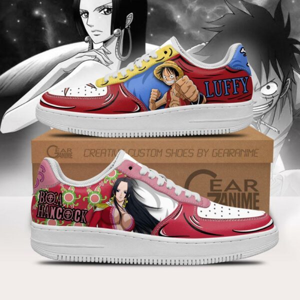 Boa Hancock And Luffy Air Sneakers Custom Anime One Piece Shoes 1