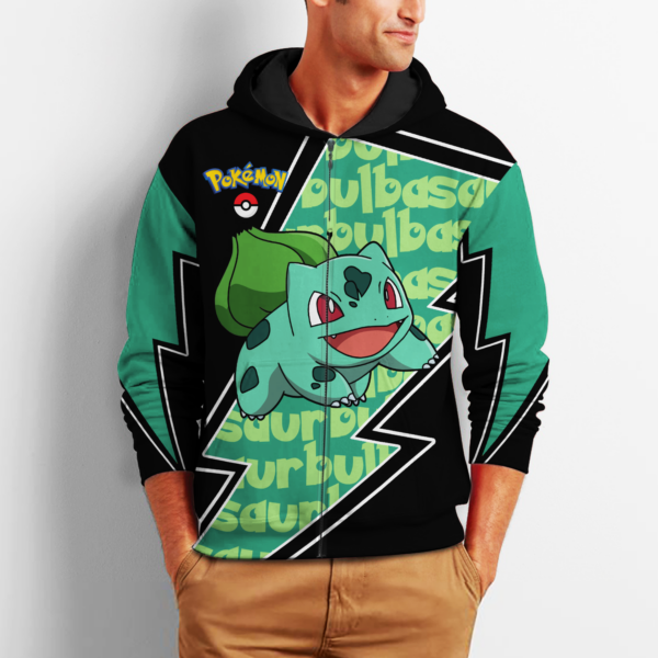 Bulbasaur Zip Hoodie Costume Pokemon Shirt Fan Gift Idea VA06 2