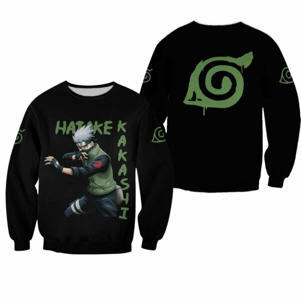 Hatake Kakashi Shirt Konoha Symbol Naruto Anime Hoodie Sweater 2