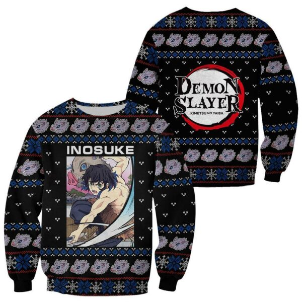 Inosuke Ugly Christmas Sweater Demon Slayer Anime Xmas Gift Custom Clothes 1