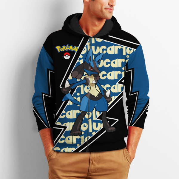 Lucario Zip Hoodie Costume Pokemon Shirt Fan Gift Idea VA06 2