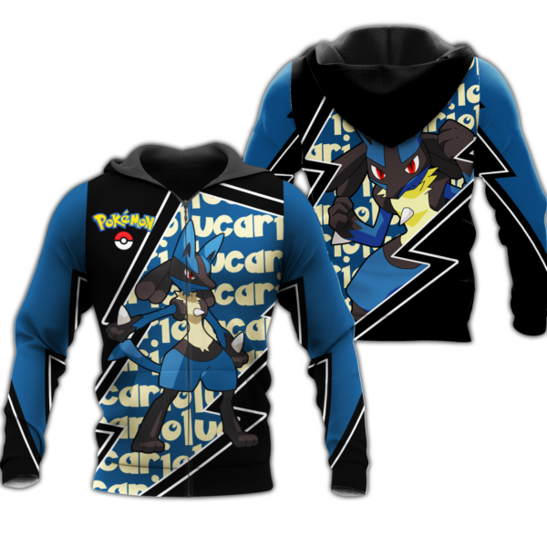 Lucario Zip Hoodie Costume Pokemon Shirt Fan Gift Idea VA06 1