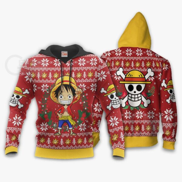 Luffy Ugly Christmas Sweater One Piece Anime Xmas Shirt VA10 3