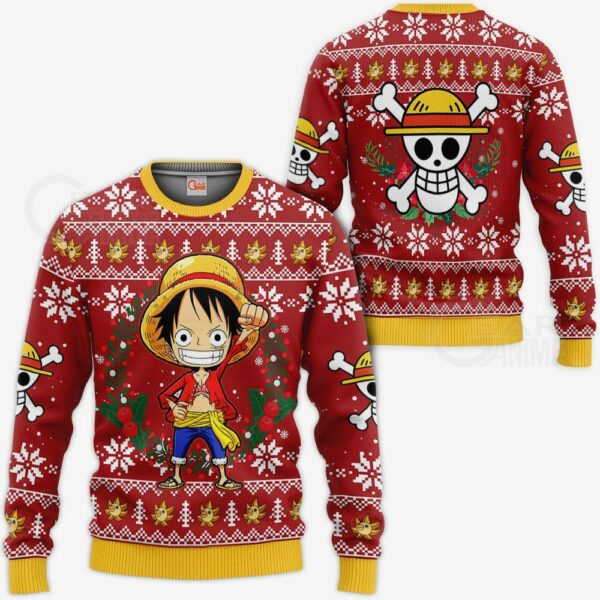 Luffy Ugly Christmas Sweater One Piece Anime Xmas Shirt VA10 1