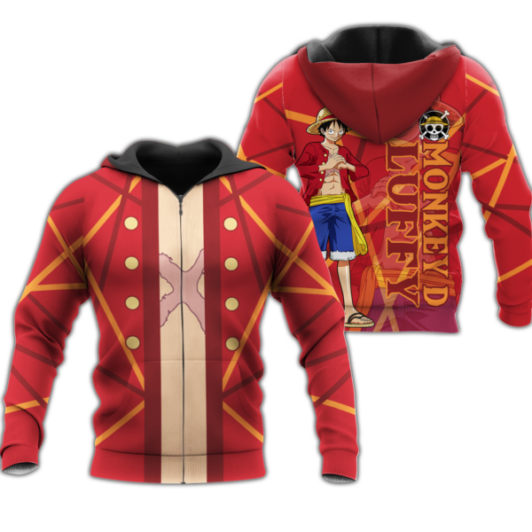 Luffy Zip Hoodie Cosplay One Piece Shirt Anime Fan Gift Idea VA06 1