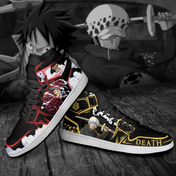 Luffy and Trafalgar Law Sneakers Custom One Piece Anime Shoes Friend Gifts 3