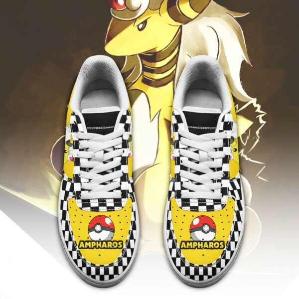 Poke Ampharos Sneakers Checkerboard Custom Pokemon Shoes 2