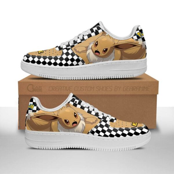 Poke Eevee Sneakers Checkerboard Custom Pokemon Shoes 1