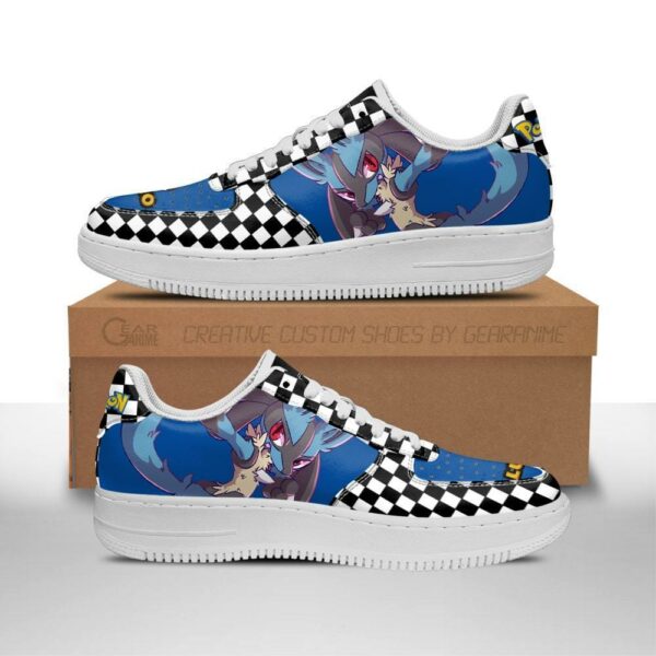 Poke Lucario Sneakers Checkerboard Custom Pokemon Shoes 1