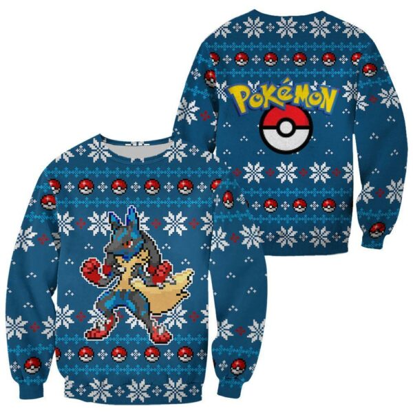 Pokemon Ugly Christmas Sweater Custom Lucario Xmas Gift Clothes 1