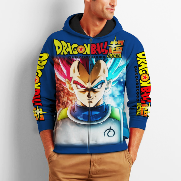 Prince Vegeta Zip Hoodie Cosplay Dragon Ball Shirt Anime Fan Gift VA06 2