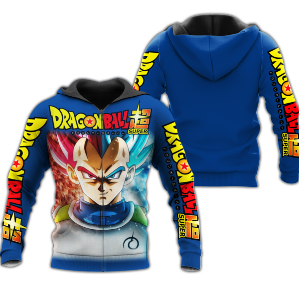 Prince Vegeta Zip Hoodie Cosplay Dragon Ball Shirt Anime Fan Gift VA06 1