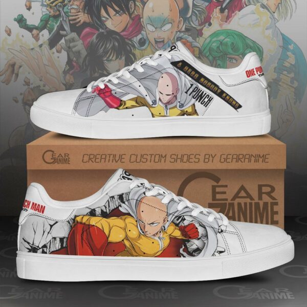 Saitama Skate Shoes One Punch Man Custom Anime Shoes PN11 1