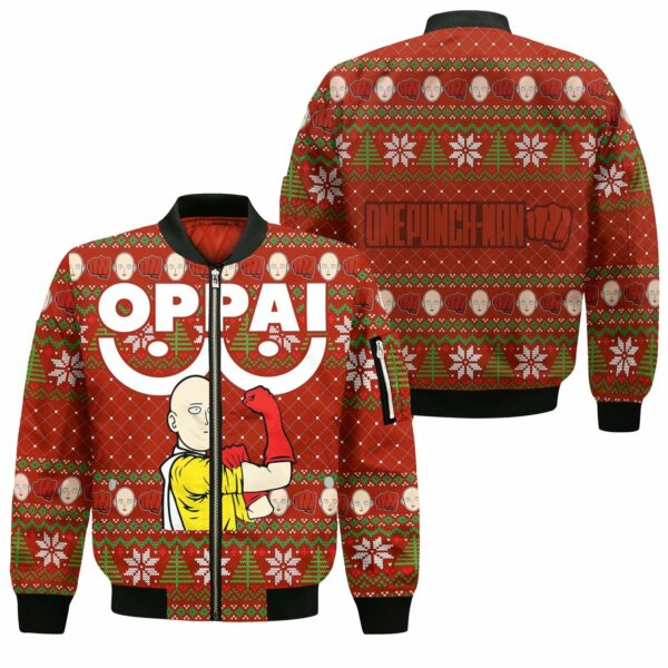 Saitama Oppai Ugly Christmas Sweater One Punch Man Anime Xmas Gift 4