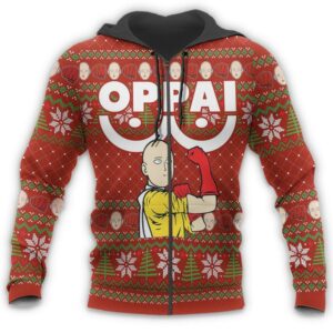 Saitama Oppai Ugly Christmas Sweater One Punch Man Anime Xmas Gift 13