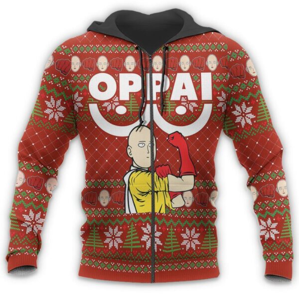 Saitama Oppai Ugly Christmas Sweater One Punch Man Anime Xmas Gift 7