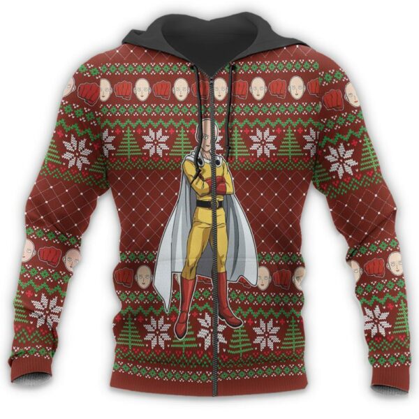 Saitama Ugly Christmas Sweater One Punch Man Anime Xmas Gift Custom Clothes 2