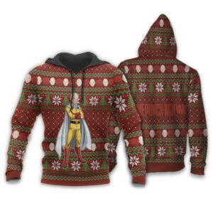 Saitama Ugly Christmas Sweater One Punch Man Anime Xmas Gift Custom Clothes 8