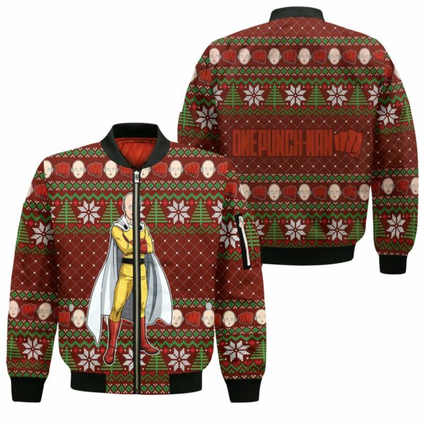 Saitama Ugly Christmas Sweater One Punch Man Anime Xmas Gift Custom Clothes 4