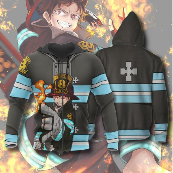 Shinra Kusakabe Fire Force Hoodie Shirt Anime Uniform Sweater Jacket 1