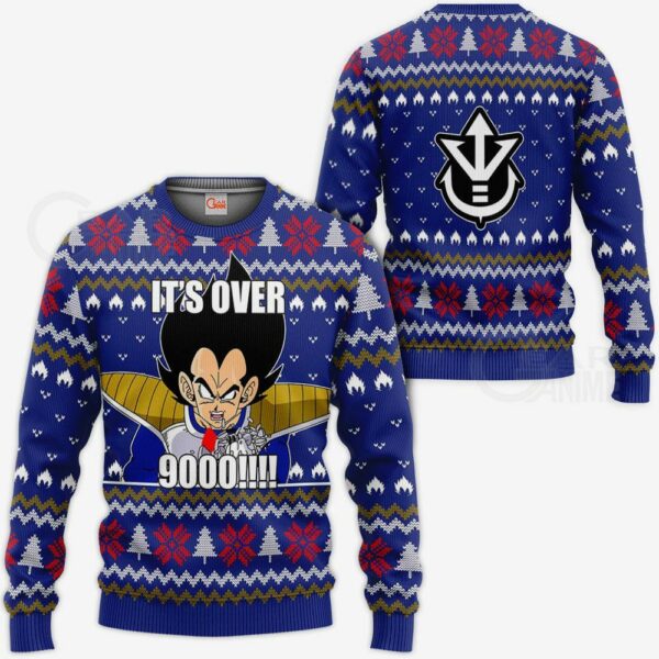 Vegeta Ugly Christmas Sweater It's Over 9000 Funny DBZ Xmas Gift VA10 1