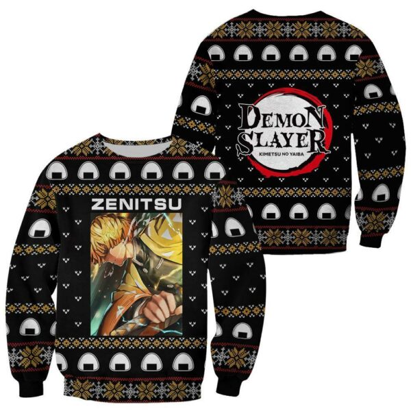 Zenitsu Agatsuma Ugly Christmas Sweater Demon Slayer Anime Custom Xmas Clothes 1