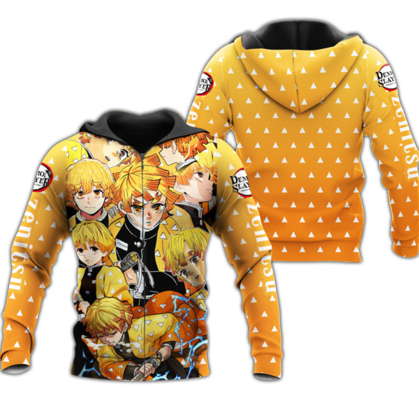 Zenitsu Zip Hoodie Demon Slayers Shirt Costume Anime Fan Gift Idea VA06 1