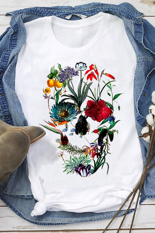 Flower Skull T Shirt 1